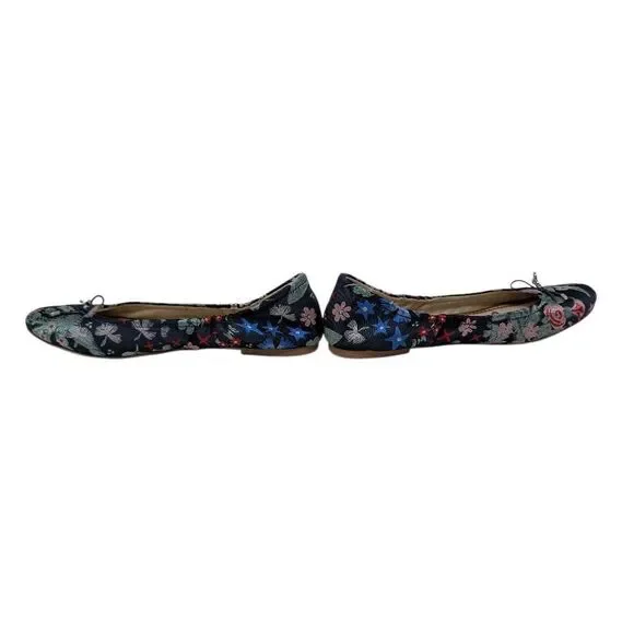 Sam Edelman 8M Blue Felicia Ballet Flats Floral Jacquard Satin Boho Evening - Picture 8 of 9